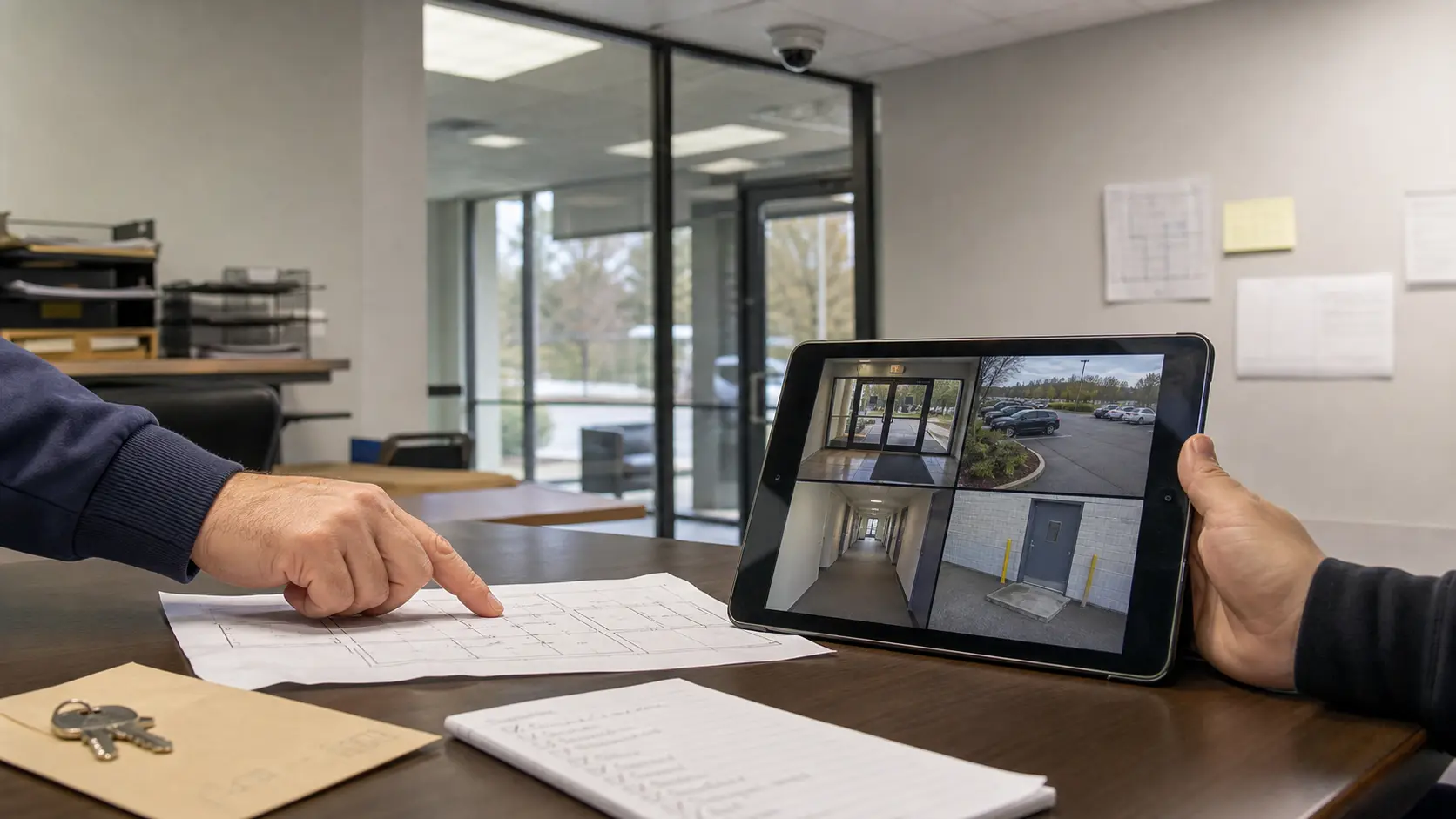 Supporting 1: Project team evaluating remote access and turnover for a commercial property
